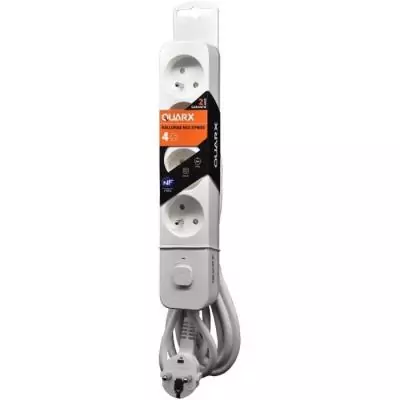 Multiprise QUARX - 4 prises avec 3 ports USB et câble 1,5m