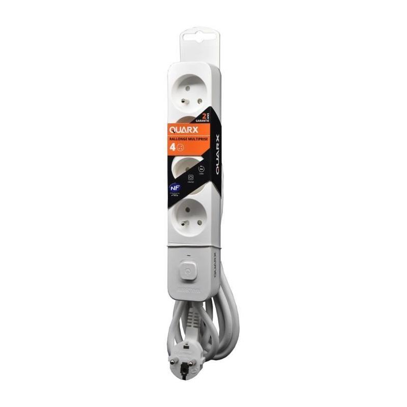 Multiprise QUARX - 4 prises avec 3 ports USB et câble 1,5m