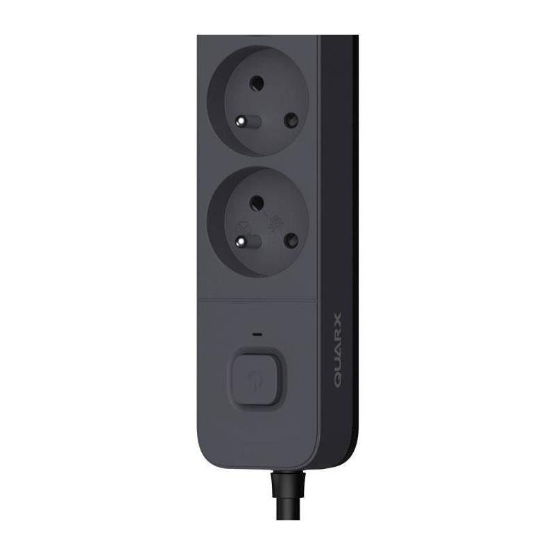 Multiprise QUARX - 4 prises + 3 ports USB, câble 1,5m