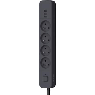 Multiprise QUARX avec 4 prises + 3 ports USB - Câble 3m