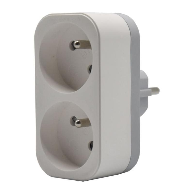 Prise Biplite QUARX 2P 16A Blanc/Gris Clair - NF Conforme