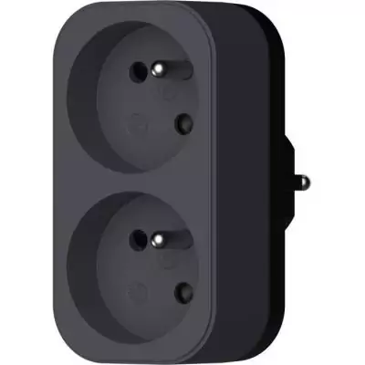 Multiprise Biplite QUARX - 2P 16A - Noir et gris anthracite