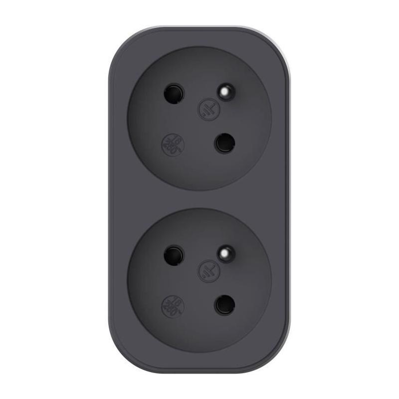 Multiprise Biplite QUARX - 2P 16A - Noir et gris anthracite