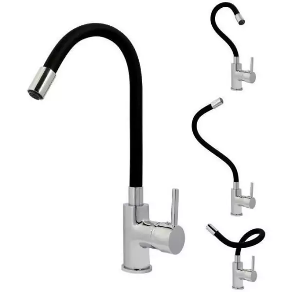 Edouard Rousseau - Mitigeur Evier a mémoire de forme KOBEN - Noir / Chromé