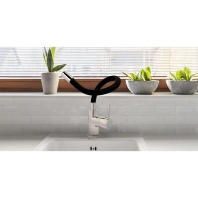 ROUSSEAU Robinet de cuisine Køben - Mémoire de forme - Gris et noir