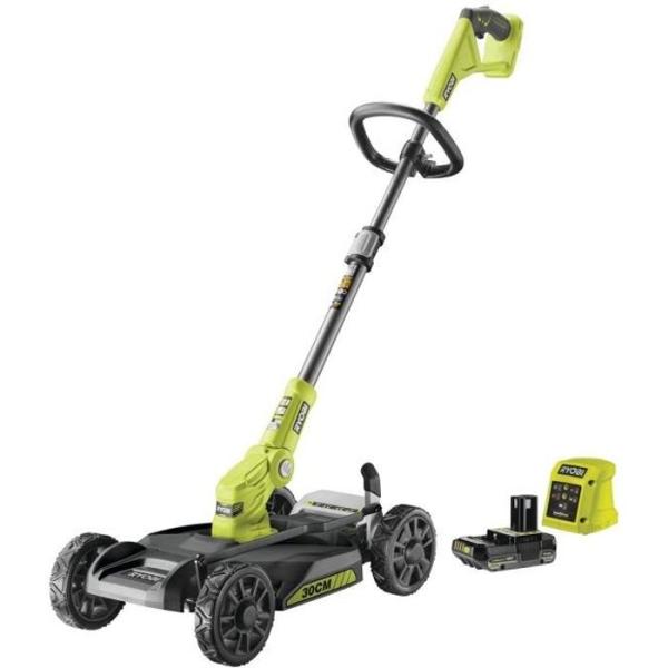 RYOBI - Tondeuse 3-en-1 18V ONE+ - Tondeuse / coupe-bordures / dresse-bord. - coupe 30 cm + batterie 2 Ah & charg. - RY18LMC30A-