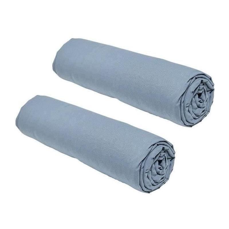 Lot de 2 draps housses TODAY Essential - 160 x 200 cm - 100% Coton - Denim
