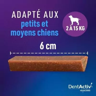 FRIANDISE DentActiv - 12 Mini Bâtonnets Hygiène Bucco-Dentaire - VETOCANIS