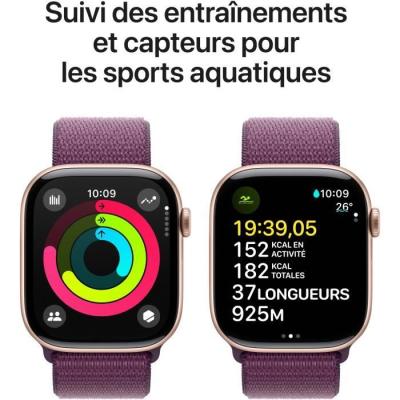 Apple Watch Series 10 GPS 46mm - Rose Gold Aluminium - Plum Sport Loop