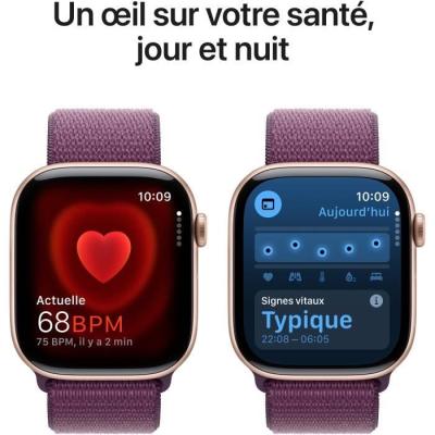 Apple Watch Series 10 GPS 46mm - Rose Gold Aluminium - Plum Sport Loop