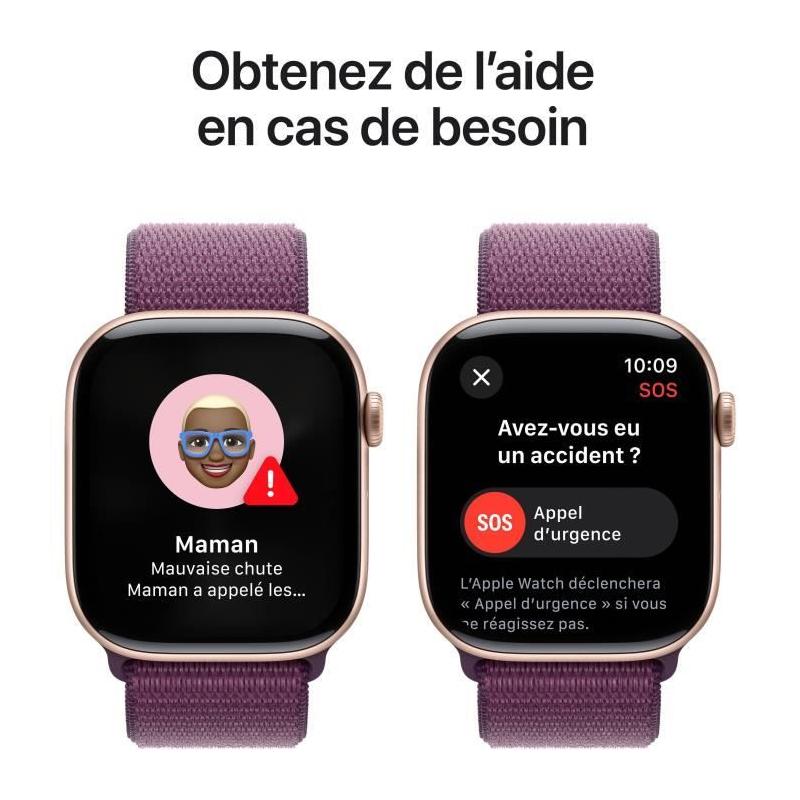 Apple Watch Series 10 GPS 46mm - Rose Gold Aluminium - Plum Sport Loop
