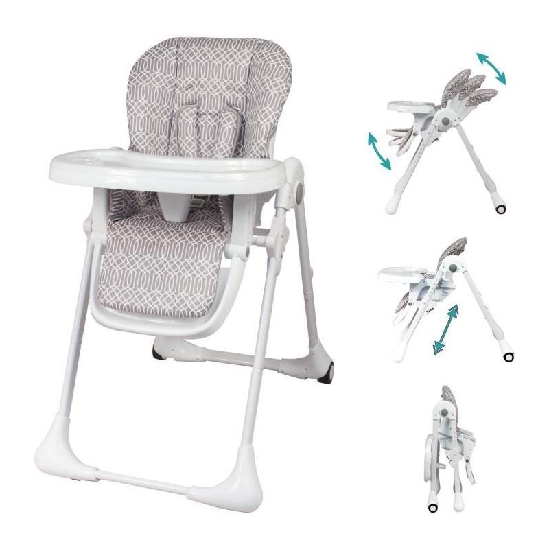 Chaise haute BAMBISOL multipositions - Inclinable - Pour 3 ans max - Beige / Blanc