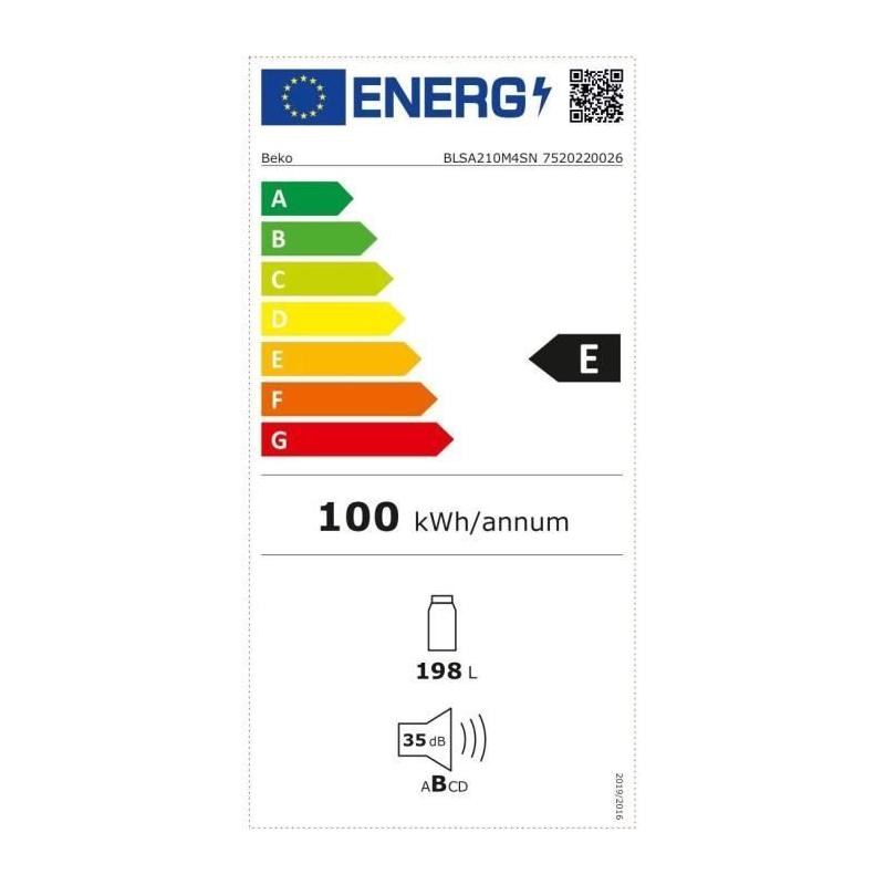 Réfrigérateur BEKO intégrable 1 porte - 198 L - Classe E
