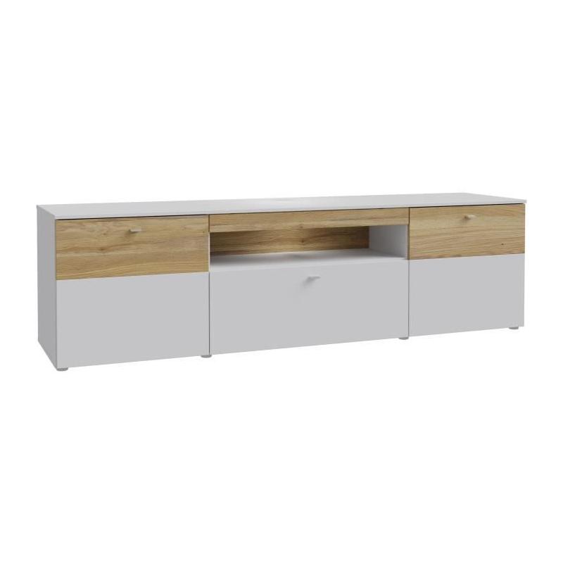 Meuble TV COMO - Style Moderne - Gris / Chene - Livraison Rapide