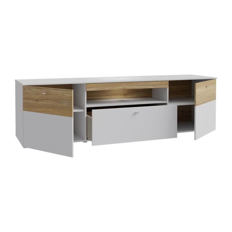 Meuble TV COMO - Style Moderne - Gris / Chene - Livraison Rapide
