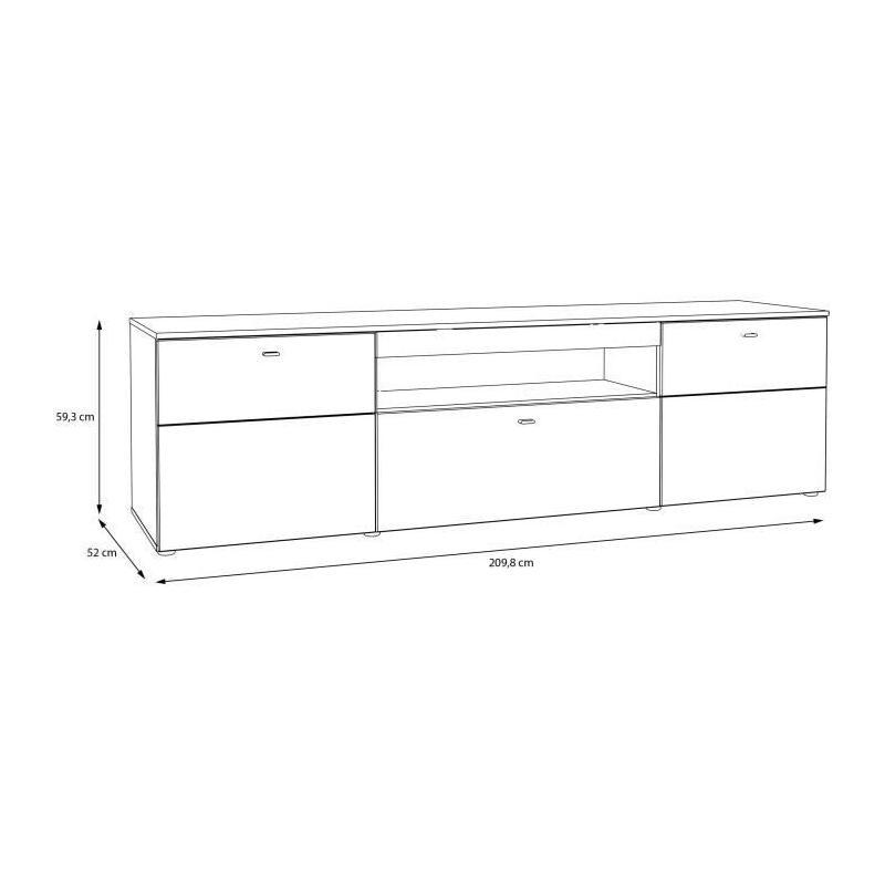 Meuble TV COMO - Style Moderne - Gris / Chene - Livraison Rapide