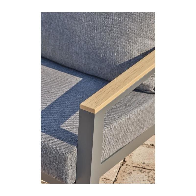 Salon de jardin aluminium 5 places gris anthracite et polywood - KOMMOS