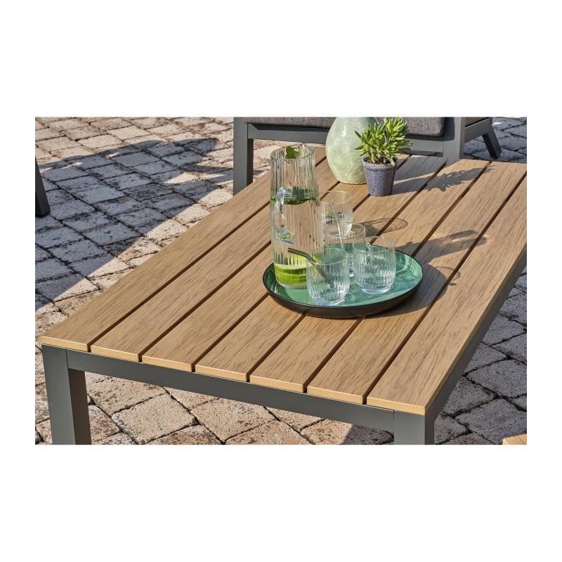 Salon de jardin aluminium 5 places gris anthracite et polywood - KOMMOS