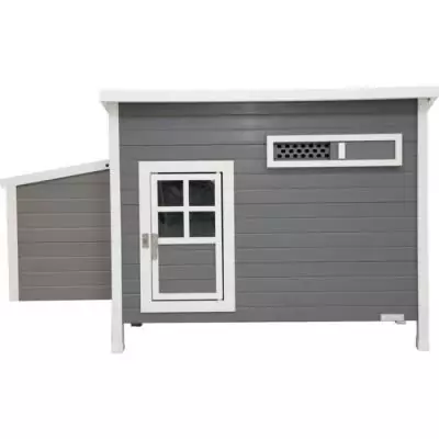 Poulailler Barney Plastique 2-4 poules - Gris/Blanc - 60% PVC 40% bois