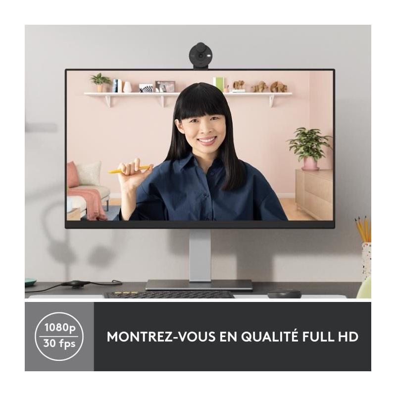 Webcam Full HD 1080p Logitech Brio 300 - Microphone intégré - Réduction de bruit