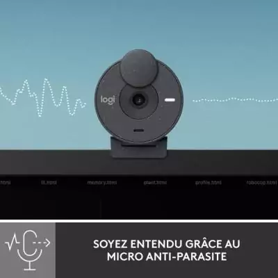 Webcam Full HD 1080p Logitech Brio 300 - Microphone intégré - Réduction de bruit