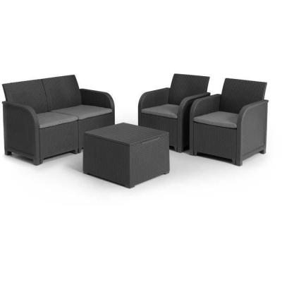 Salon de jardin avec coffre de rangement - Allibert by KETER - Gris graphite