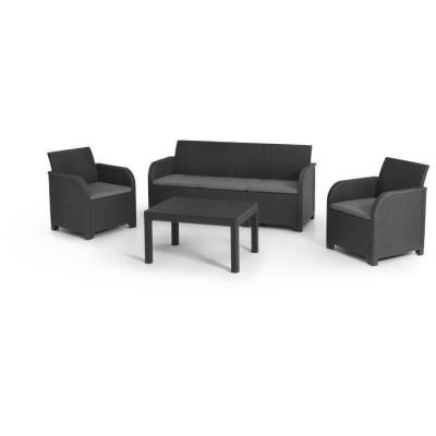 Ensemble de jardin en résine tressée - Allibert by KETER - 5 pers. - SanRemo - Gris graphite