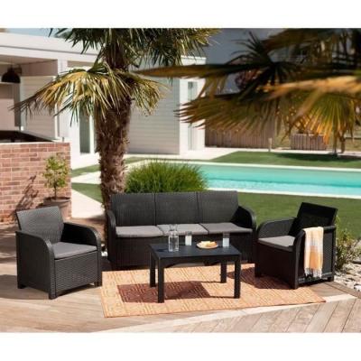 Ensemble de jardin en résine tressée - Allibert by KETER - 5 pers. - SanRemo - Gris graphite