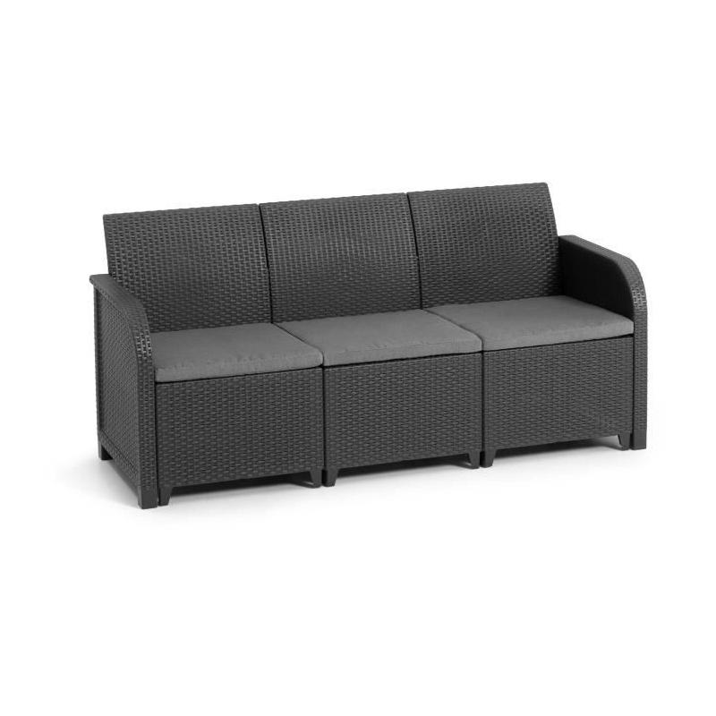Ensemble de jardin en résine tressée - Allibert by KETER - 5 pers. - SanRemo - Gris graphite