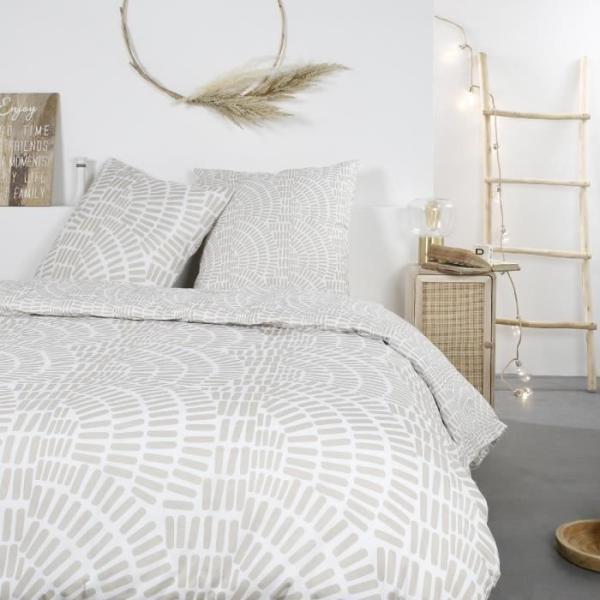 Parure de lit Mawira - TODAY - 2 personnes - 260 x 240 cm - 100% coton - Beige Motif Ethnique