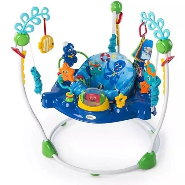 BABY EINSTEIN Aire d'éveil bébé multi-jouets, siege a rebonds, pivotant 360° - Neptune - Jouet tortue amovible,13 jeux multi