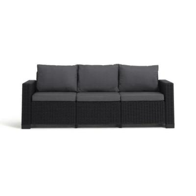 Ensemble de jardin en résine tressée gris graphite avec pouf et table basse - KETER - 4 personnes