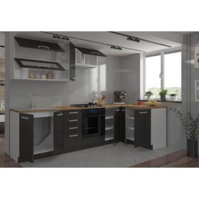 Cuisine complète d'angle 240x165 cm - Angles réversible - Gris Matera