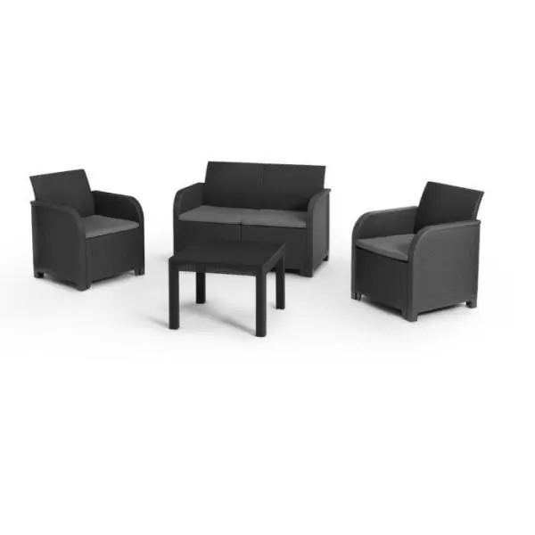 Salon de jardin en résine – Allibert by KETER - 4 personnes – SAN REMO – Gris graphite