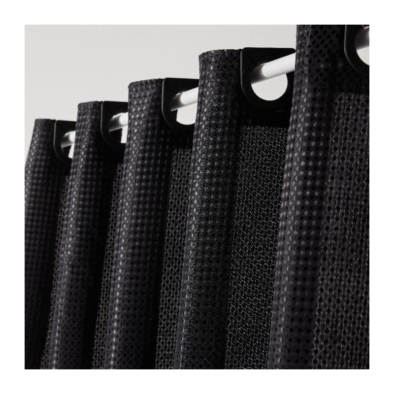 Rideau de douche gauffré - Noir - 180x200 cm - 12 crochets - Pratique - AUJOURD'HUI