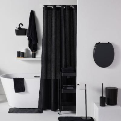 Rideau de douche gauffré - Noir - 180x200 cm - 12 crochets - Pratique - AUJOURD'HUI