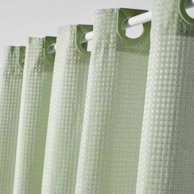 Rideau de douche gauffré vert - 180 x 200 cm - 12 crochets - UTILITY - TODAY