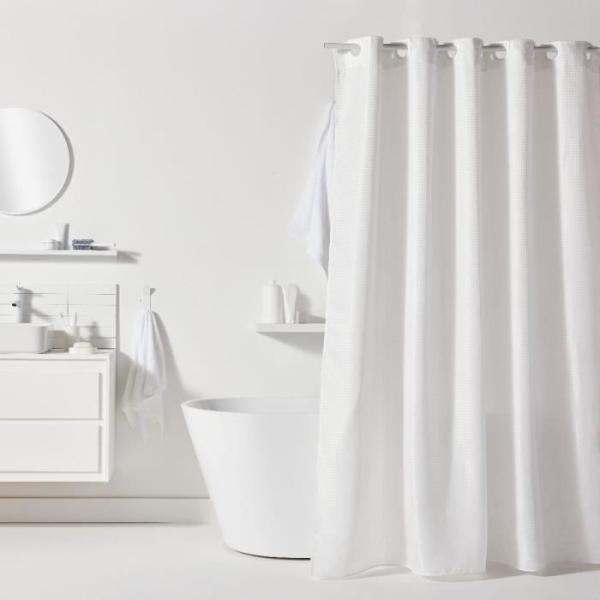 Rideau de douche gauffré - White - Polyester - 180 x 200 cm - 12 crochets - UTILITY - TODAY