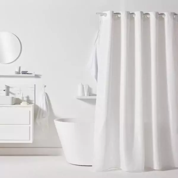 Rideau de douche gauffré - White - Polyester - 180 x 200 cm - 12 crochets - UTILITY - TODAY