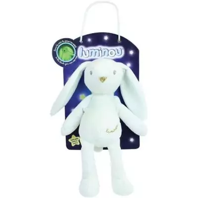 Peluche Lapin Blanc Lumineux Naturel Sans Pile 20 cm
