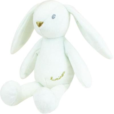 Peluche Lapin Blanc Lumineux Naturel Sans Pile 20 cm