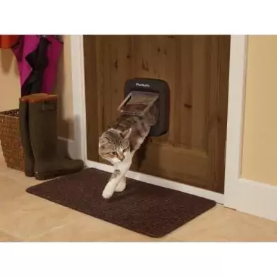 Chatière électronique pour chat - Brun 26x23x15 cm