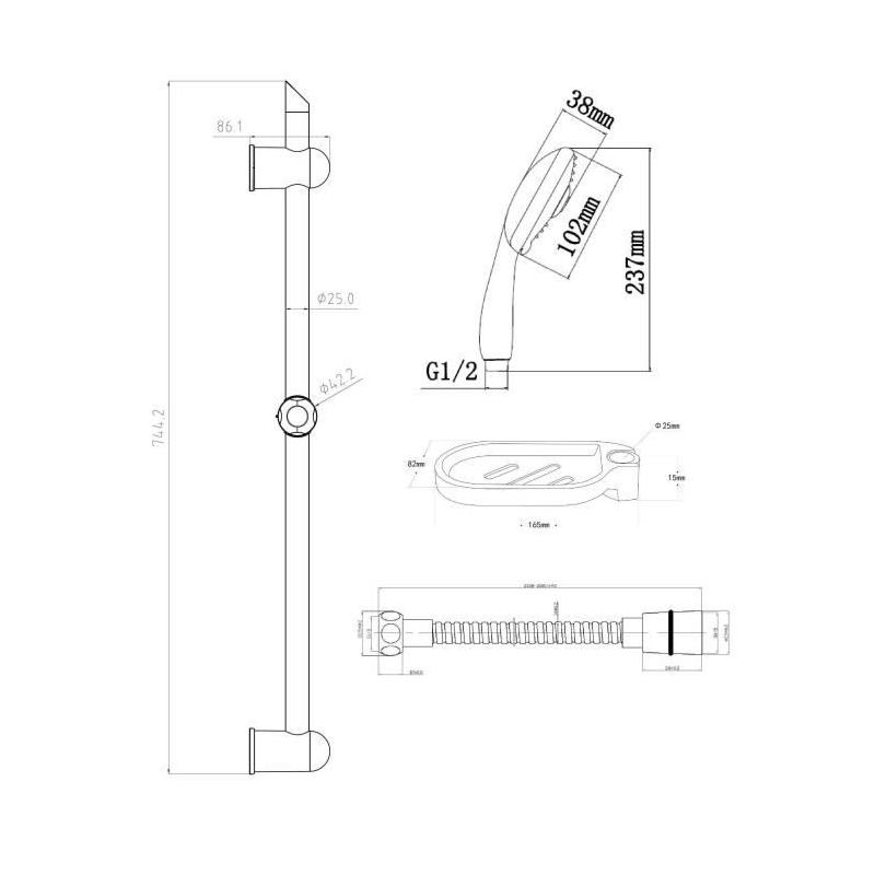 Barre de douche + douchette sans robinet Stop'o - COLONNE DE DOUCHE