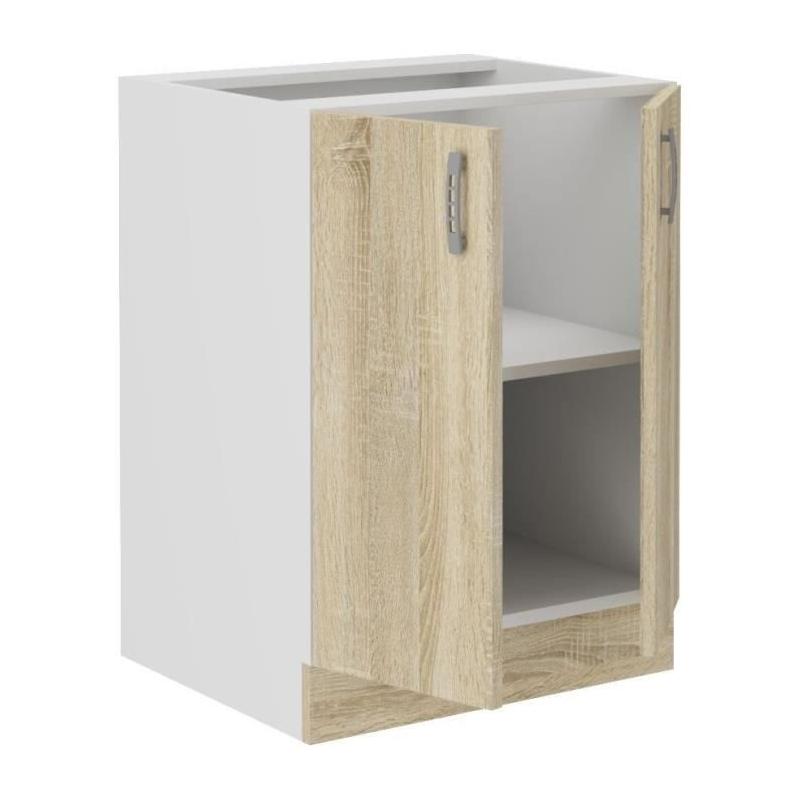 Meuble bas 2 portes chene sonoma - L60xP48xH82 cm