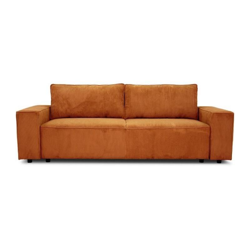 Canapé convertible terracotta JOSH 3 places - Design éco-responsable