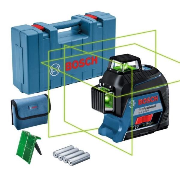 Laser - BOSCH PROFESSIONAL - GLL 3-80 G - 3 lignes laser vertes - Précision ± 0,3 mm - Portée 120 m