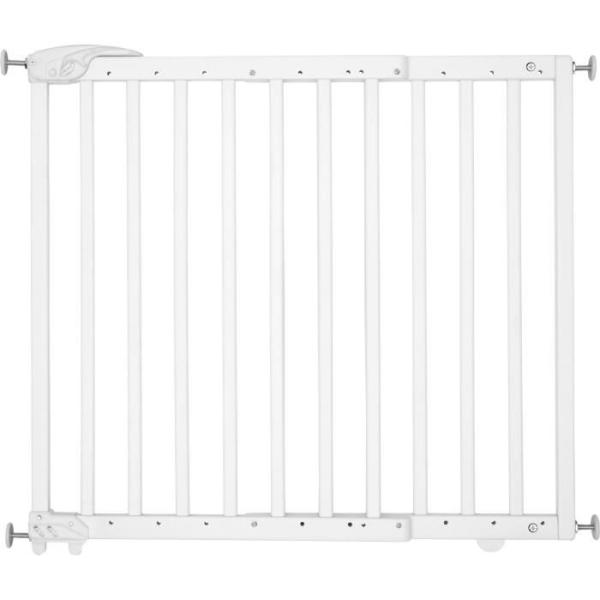 Badabulle Barriere de Sécurité Deco Pop - Barriere Extensible pour Ouverture de 63 a 106cm - Fixation Vis, Blanc