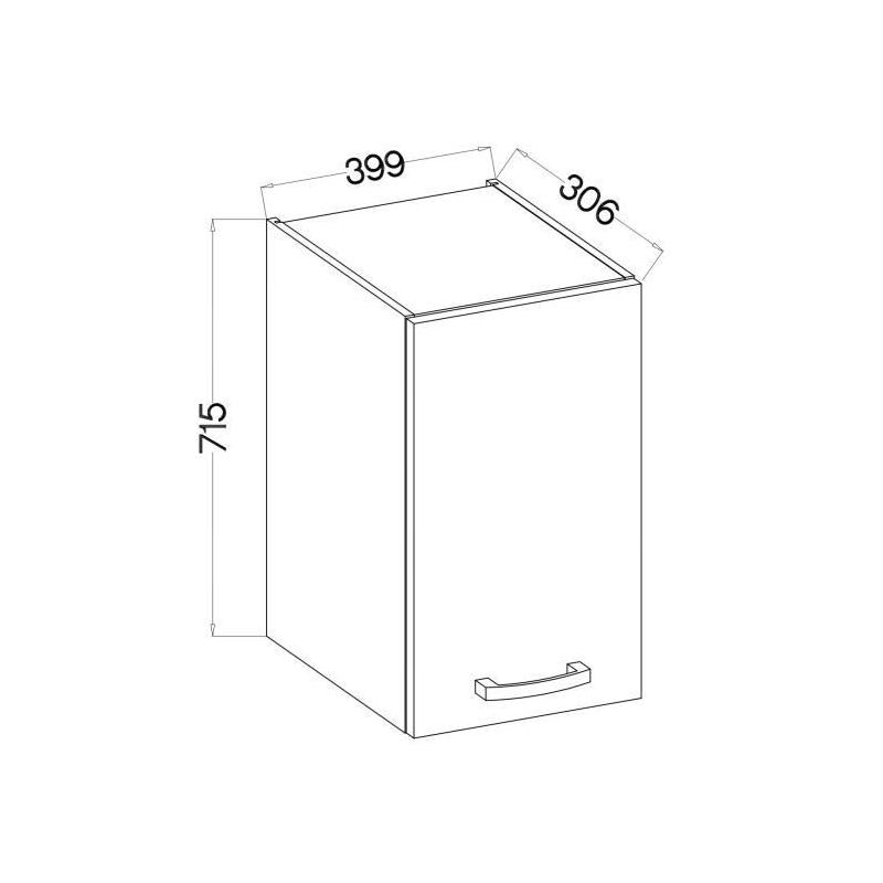 Meuble haut 1 porte battante chêne sonoma - L 40 x P 31,6 x 72 cm