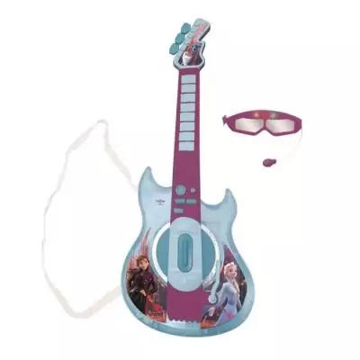 Guitare électronique lumineuse Reine des Neiges avec micro et lunettes