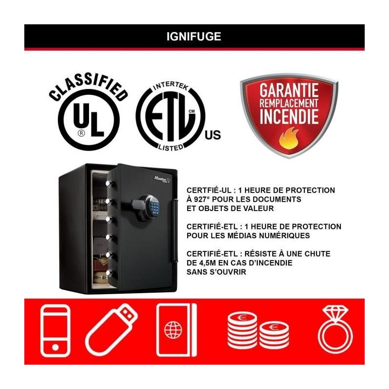Coffre-fort MASTER LOCK Ignifuge et Etanche - XXL 56,6L